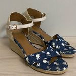 Coach  women’s blue floral denim wedge sandals size 7.5 Photo 0