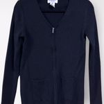 Rena Rowan  Petite Large Ribbed‎ Knit Black Sweater Full Zip Holiday Retro Y2K Photo 0