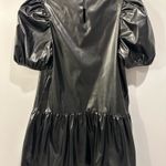 English Factory  Black Faux Leather Puff Sleeve Dress Photo 2