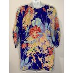 Yumi Kim  Anthropologie Blue Floral 100% Silk Blouse Top Size S Small EUC!! Photo 2