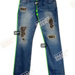 True Religion Audrey Slim Boyfriend Jeans Gold Sequin Distressed Size 25 Photo 2