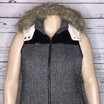 Natural Reflections Size XL Black & White Cableknit Faux Fur Hooded Vest Jacket Photo 3