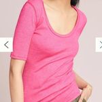 Anthropologie Anthropology by Michael Stars Shine Hot Pink Scoop Neck Top Size XS/S Short Sl Photo 0
