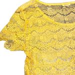 Fossil  Lace Ruffle Floral Top Women Small Scalloped Boho Y2K Cottage Mustard Photo 1