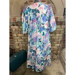 house dress floral pocket zip front purple pink green white Photo 4