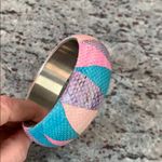 Vintage pastel triangle patchwork snakeskin bangle bracelet pink purp turquoise Photo 0