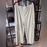 H&M  baggy cargo pants wide leg drawstring elastic khaki olive beige high rise Photo 5