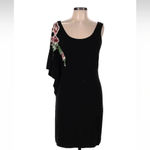 Cache Vintage  Y2K Black Sequin Floral Batwing Sleeve Cocktail Dress Size M Med Photo 6