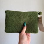 Vintage Nepal Handmade Felt flower & bauble zip Pouch in green lime & yellow nwt Photo 5