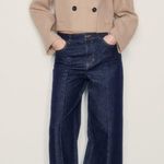 ZARA  Cropped Wide Leg Center Seam
High Rise Jean Sz 8 Photo 1