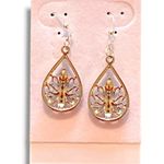 Hypoallergenic Fashion Seven Chakra Lotus Water Drop Earrings Silver Color Photo 3