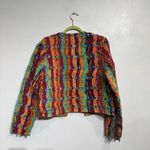 Sandy Starkman Rainbow Striped Vintage Knotted Woven Mesh Fringe Jacket Sz M Pink Size M Photo 9