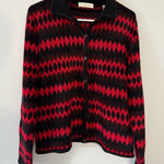 Amanda Smith VTG  Christmas Patterned Cardigan Sweater Funky Retro Red Black M L Photo 0