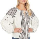 frame denim FRAME anita linen embroidered peasant blouse‎ Photo 1