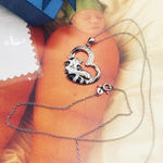 Raccoon In Heart Sterling Silver CZ Necklace Silver Photo 0
