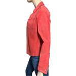 Territories Vintage Womens Size S Red Suede Leather Trucker Snap Up Shirt Jacket Photo 3