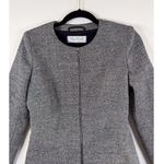 Max Mara Women Blazer Gray Tweed Full Zip Virgin Wool Silk Italian Jacket Size 2 Black Photo 8