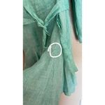 Mille Anais Striped Linen Puff Sleeve Mini Dress XS Green White Photo 5