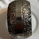 Vintage Silver Tone Floral Cuff Bracelet wide cuff floral design boho feminine Photo 0