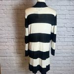 Premise  Women's L Black Cream Striped Open Front Long Cardigan Minimalcore Photo 2