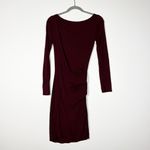 Babaton Aritzia Joaquin Modal Stretch Knit Ruched Bodycon Mini Dress Burgundy Photo 3