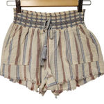 REWASH Striped‎ Boho Linen Blend Shorts Festival Beachy Coastal Resort Vacation Size S Photo 0