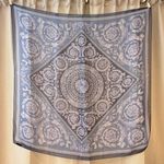 Versace 100% Silk Chiffon 52” Scarf Shawl in blue & lavender | Authentic, EUC Photo 2