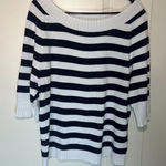 Ralph Lauren Vintage Lauren  Striped 3/4 Sleeve Sweater Nautical Boat Neck Cotton Photo 0