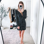 Likely Corinne Black & White Polka Dot Long Sleeve Ruffle Mini Dress Photo 4