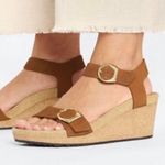 New Balance NEW W/TAG & BOX - BIRKENSTOCK Papillio Soley Ring Buckle Leather Wedges Heels Ginger Brown US Women 8 Photo 0