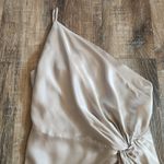 Michelle Mason  Silk One Shoulder Dress Size 10 Gray NWT Midi Draped Photo 3