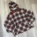 L.L.Bean Hoodie flannel sweatshirt womens Red medium plaid lightweight outdoor Photo 0