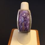 Amethyst Vintage Cabochon Sterling Silver Cocktail Ring Sz 7•1/4 Photo 4