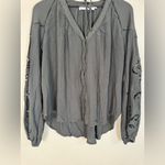 ASTR  The Label Black Boho Laser cut V Neck Button Down Blouse Medium $98 Photo 5