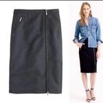 J. CrewAsymmetric Full Zip Wool Midi Pencil Classic Moto Gray Blue Size 10 Med Photo 1