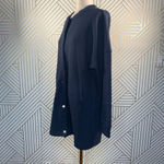 Anthropologie Deletta Murray Coat Sweatshirt Bomber Cotton Navy Blue Size Small Photo 5