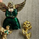 Vintage Rare Collectible bundle of Angel, holiday themed pins, set of 4, faith Gold Photo 8