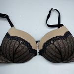 Lily Of France  Tan & Black Lace Push Up Bra 36B Photo 0