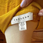Top Shop Cropped Mustard Button Down with Tie Front short sleeve collard size 2 Photo 4