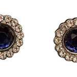 Paparazzi  Elegant Blue Crystal Stud Earrings with Rhinestone Halo‎ R-72 Photo 0
