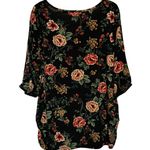 Liberty Love ‎ Women's Black Floral Red Yellow Green Short Sleeve Blouse Size 2XL Photo 1