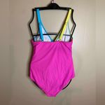 B2Prity One Piece Neon 1980s Medium Swim Suit Pink Photo 4