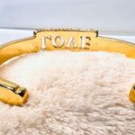 Gold Tone "Love" Affirmation Wide Bracelet with Crystals Costume Jewelry Photo 1