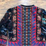 vintage • 1980s printed velvet jacket Saxton Hall floral peacock black red blue Size M Photo 12