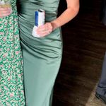 Azazie  Erin Stretch Satin Dress Eucalyptus Photo 1