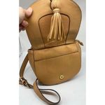 Sondra Roberts  Squared cross stitched saddlebag handbag - tan and canvas Photo 1