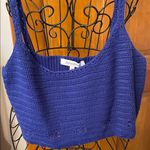 Olivaceous  Royal Blue Knit Crop Halter Top-Large Photo 1