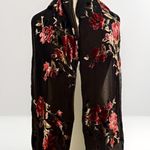 Women's Black And Red Floral Silk Velvet Scarf Photo 0
