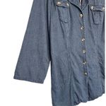 CAbi Top Womens M Shacket Chambray Tabbed Sleeve Button Up Pocket Denim Blue Photo 3