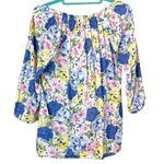 CHAPS  Fresh Floral Cotton Tassel Blouse Size Small Photo 7